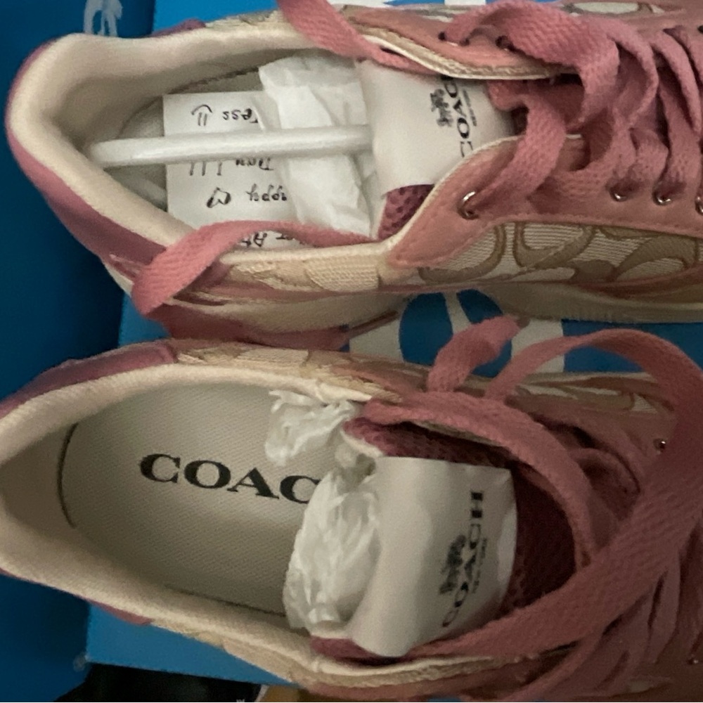Coach Women's Pink and Cream Sneakers - Picture 6 of 8